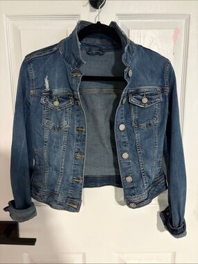 Aeropostale Distressed Medium Blue Denim Jacket